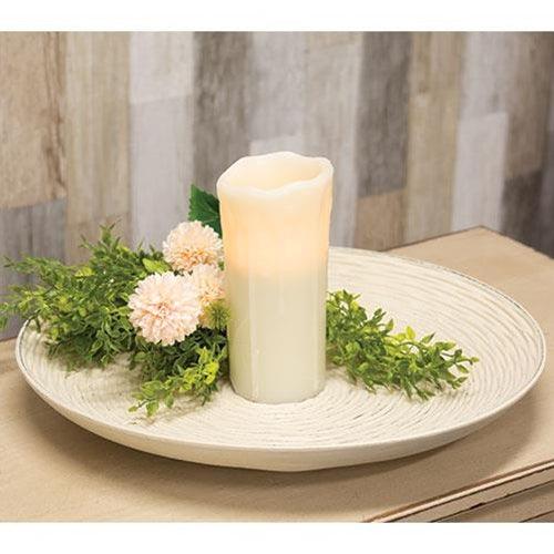Antiqued White Carved Wood Plate - The Fox Decor