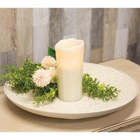 Antiqued White Carved Wood Plate - The Fox Decor