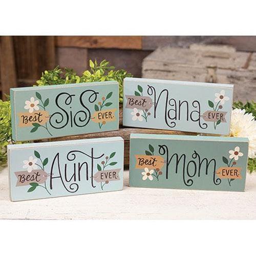 Best Lady Ever Floral Block 4 Asstd - The Fox Decor