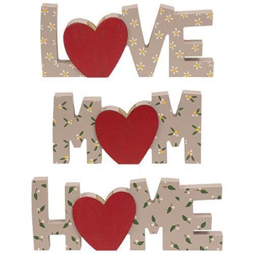3 Set Floral Mom Love Home Words w Mini Vase - The Fox Decor