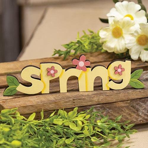 Spring Wooden Word Cutout Sitter - The Fox Decor