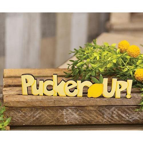 Pucker Up! Wooden Word Cutout Sitter - The Fox Decor
