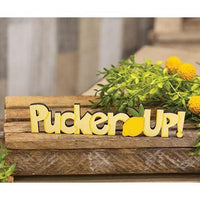 Pucker Up! Wooden Word Cutout Sitter - The Fox Decor