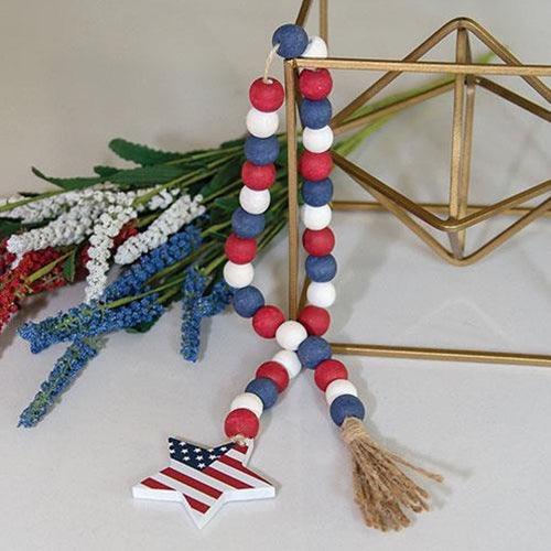 Red White & Blue Flag Star Beaded Garland - The Fox Decor