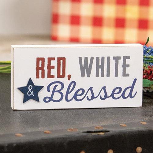 Red White & Blessed Block - The Fox Decor
