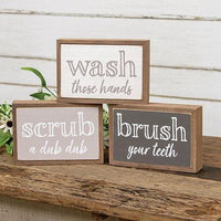 Farmhouse Colors Bathroom Sayings Box Sign 3 Asstd - The Fox Decor