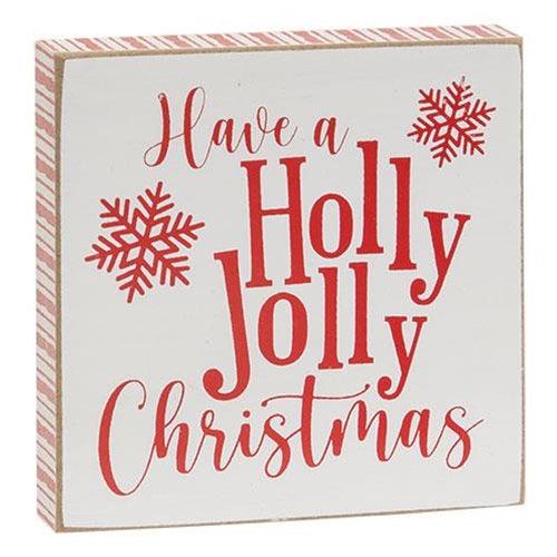 Holly Jolly Christmas Trees Square Block 2 Asstd - The Fox Decor