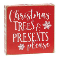 Holly Jolly Christmas Trees Square Block 2 Asstd - The Fox Decor