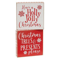 Holly Jolly Christmas Trees Square Block 2 Asstd - The Fox Decor