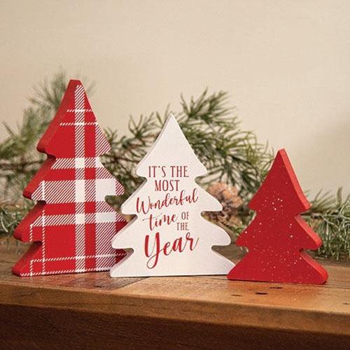 3 Set Most Wonderful Time Christmas Tree Sitters - The Fox Decor