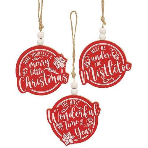 3 Set Merry Little Christmas Beaded Ornaments - The Fox Decor