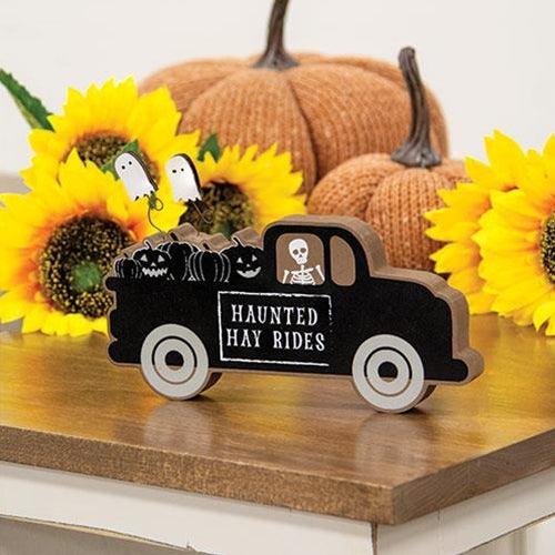 Haunted Hay Rides Wooden Chunky Truck Sitter - The Fox Decor