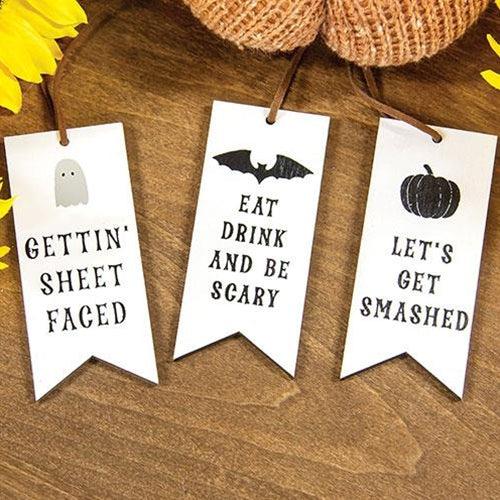 3 Set Eat Drink and Be Scary Tag Ornaments - The Fox Decor