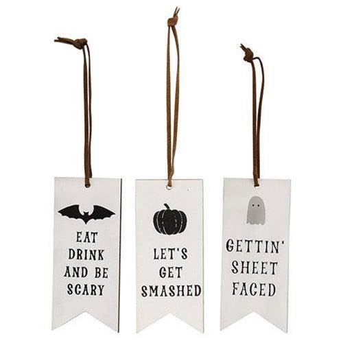 3 Set Eat Drink and Be Scary Tag Ornaments - The Fox Decor