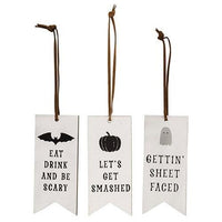 3 Set Eat Drink and Be Scary Tag Ornaments - The Fox Decor