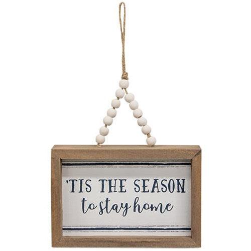 Tis the Season Frame w Beaded Hanger 3 Asstd - The Fox Decor