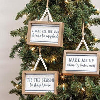 Tis the Season Frame w Beaded Hanger 3 Asstd - The Fox Decor