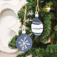 2 Set Wooden Snowflake Bulb Christmas Ornaments - The Fox Decor