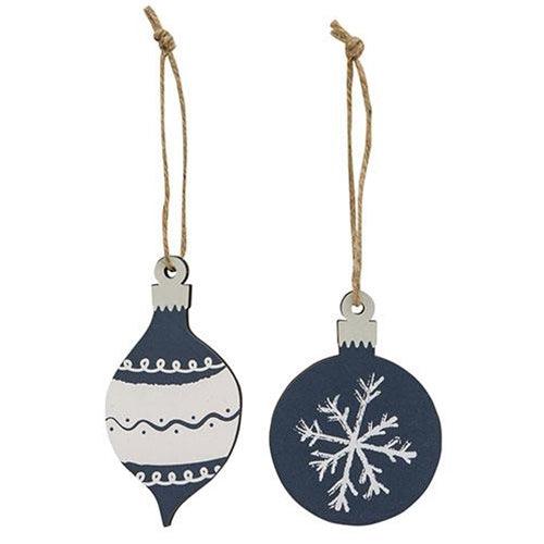2 Set Wooden Snowflake Bulb Christmas Ornaments - The Fox Decor