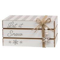Let It Snow Wooden Book Stack - The Fox Decor