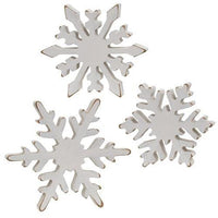 3 Set Distressed Chunky Wooden Snowflake Sitters - The Fox Decor