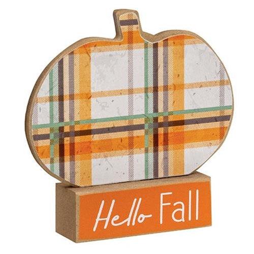 2 Set Hello Fall & Happy Fall Pumpkins on Base - The Fox Decor