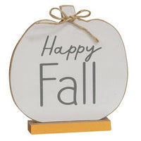 2 Set Hello Fall & Happy Fall Pumpkins on Base - The Fox Decor