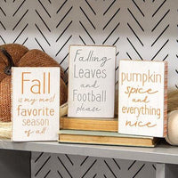 Fall is My Favorite Season Distressed Wooden Block 3 Asstd - The Fox Decor