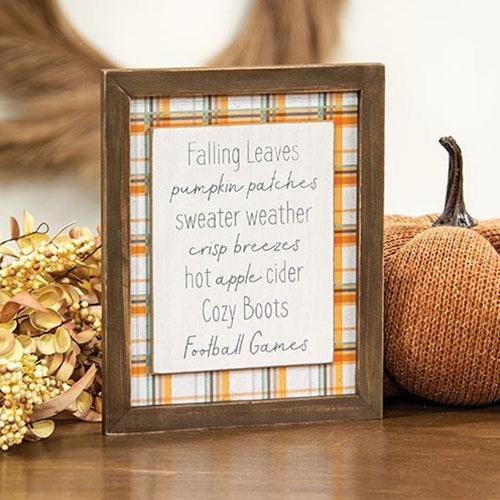 Fall Words Plaid Easel Sign - The Fox Decor