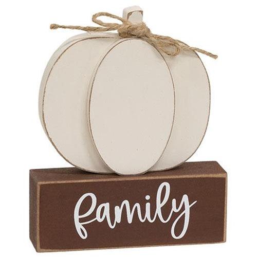 Thankful Family Blessed Pumpkin on Base 3 Asstd - The Fox Decor