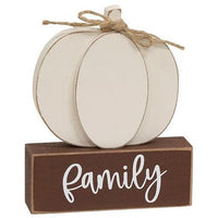 Thankful Family Blessed Pumpkin on Base 3 Asstd - The Fox Decor