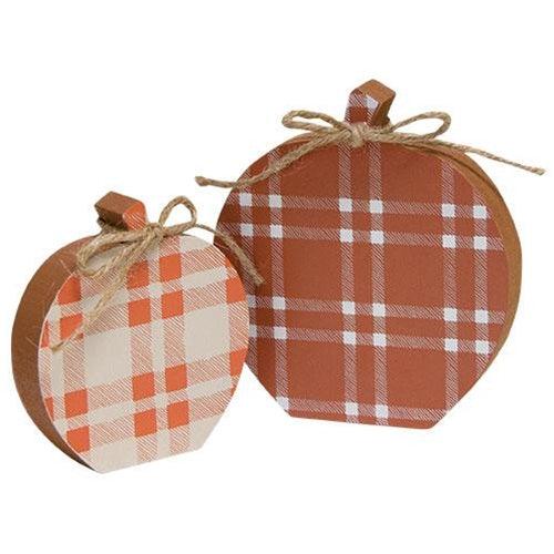 2 Set Plaid Wooden Apple Sitters - The Fox Decor