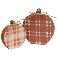 2 Set Plaid Wooden Apple Sitters - The Fox Decor