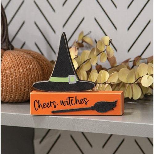 Cheers Witches Block w Witch Hat - The Fox Decor