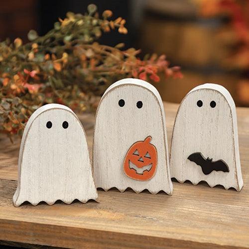 3 Set Distressed Wooden Ghost & Friend Sitters - The Fox Decor