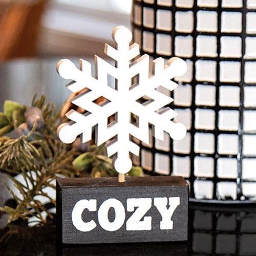 Wooden Snowflake on Cozy Base - The Fox Decor