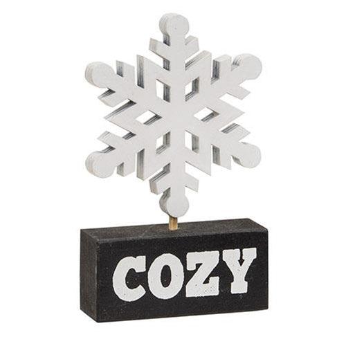 Wooden Snowflake on Cozy Base - The Fox Decor