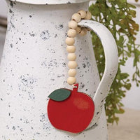Natural Beaded Apple Ornament - The Fox Decor