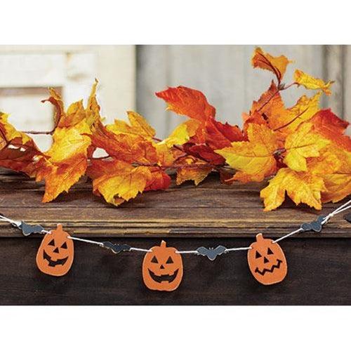 Wooden Jack O Lantern & Bat Garland - The Fox Decor