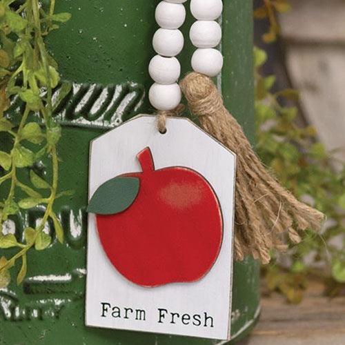 White Beaded Farm Fresh Apple Tag Garland - The Fox Decor