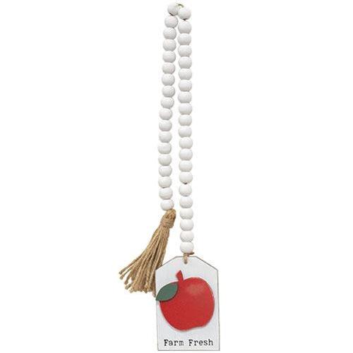 White Beaded Farm Fresh Apple Tag Garland - The Fox Decor