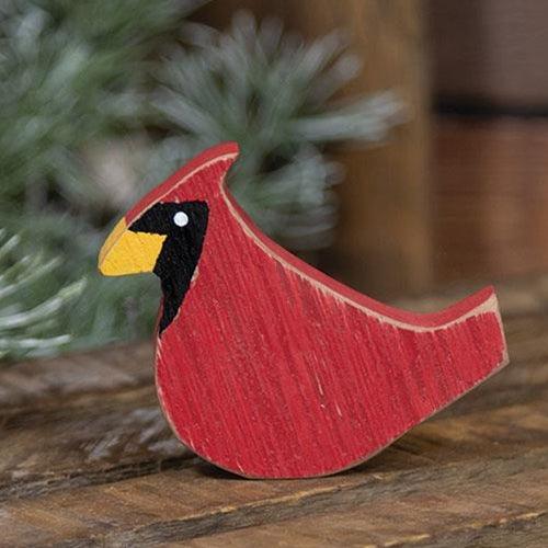 Distressed Wooden Cardinal Sitter - The Fox Decor