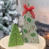 2 Set Holly and Star Chunky Tree Sitters - The Fox Decor