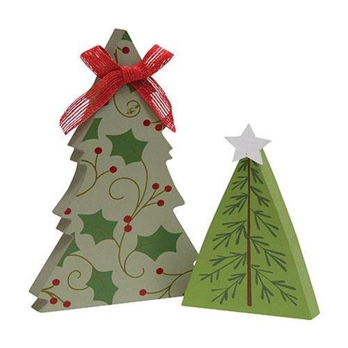 2 Set Holly and Star Chunky Tree Sitters - The Fox Decor