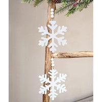 Distressed Beaded Wooden 6 Point Snowflake Hanger 2 Asstd - The Fox Decor