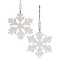 Distressed Beaded Wooden 6 Point Snowflake Hanger 2 Asstd - The Fox Decor