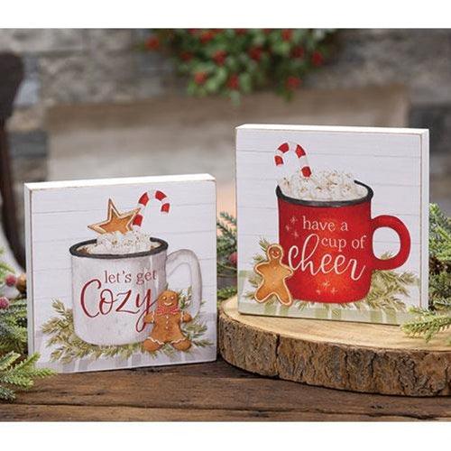 Cup of Cheer Mini Box Sign 2 Asstd - The Fox Decor
