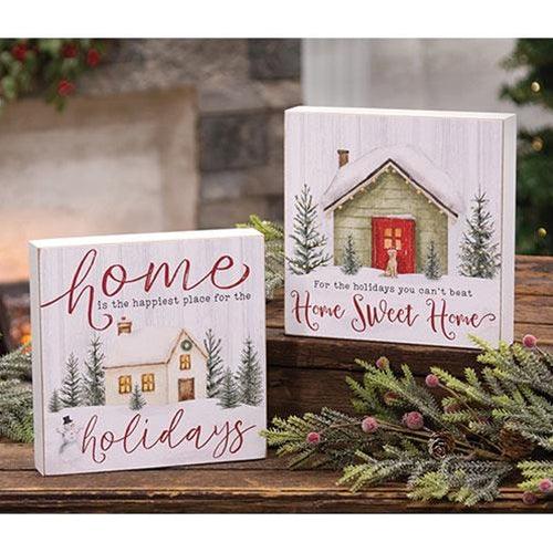 Happiest Place For the Holidays Box Sign 2 Asstd - The Fox Decor