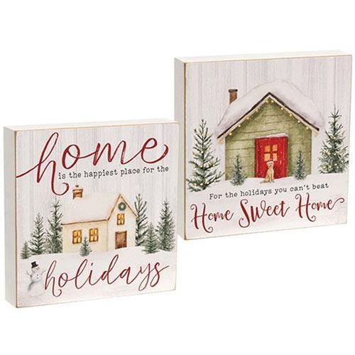 Happiest Place For the Holidays Box Sign 2 Asstd - The Fox Decor