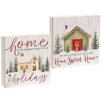 Happiest Place For the Holidays Box Sign 2 Asstd - The Fox Decor